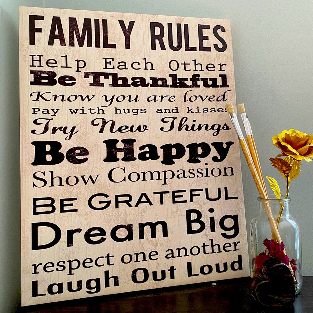 15inX19in Family Rules Vintage Home Decor